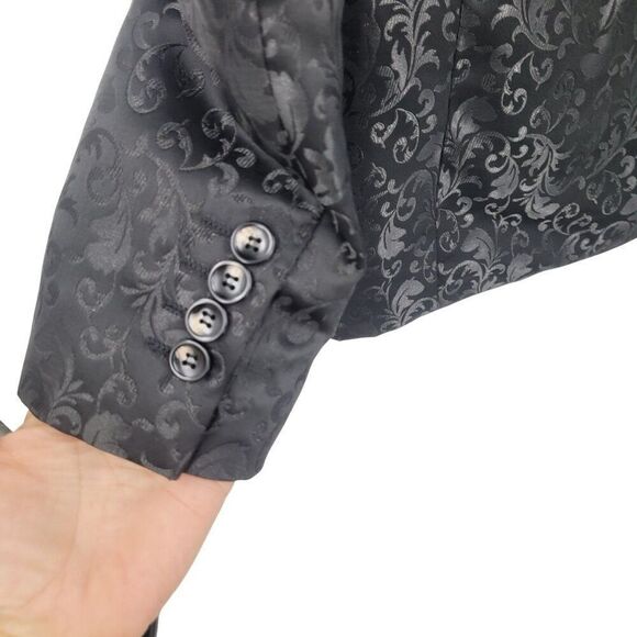 Avanti Milano Paisley Black Jacquard Tuxedo Jacket L Satin Shawl Androgynous - Picture 10 of 11